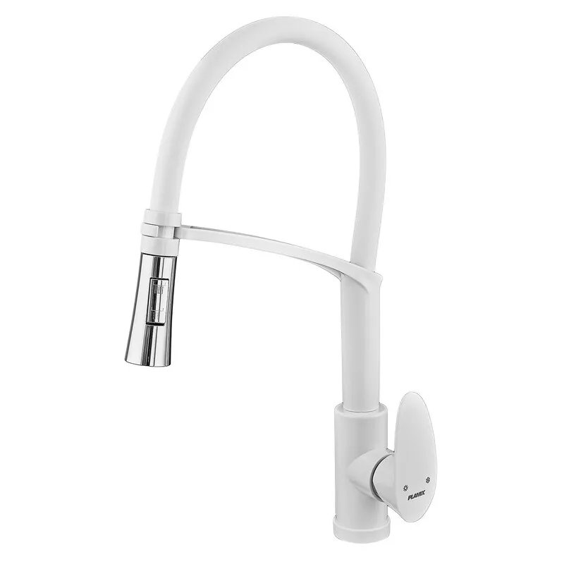 Змішувач для кухні PLAMIX CEZAR-017 SET WHITE REFL.WHITE з силіконовим виливом (з підведенням) (PM0743)