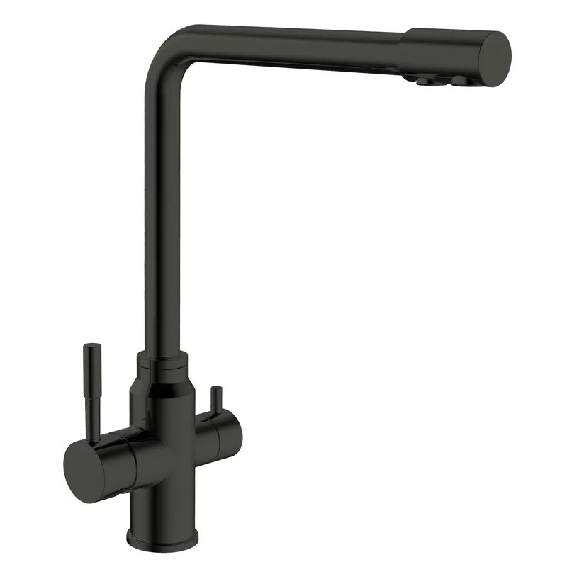 Змішувач для кухні MIXXUS SUS-021 BLACK з нерж. сталі SUS304 з виходом для питної води (Колір чорний) (MI5861)