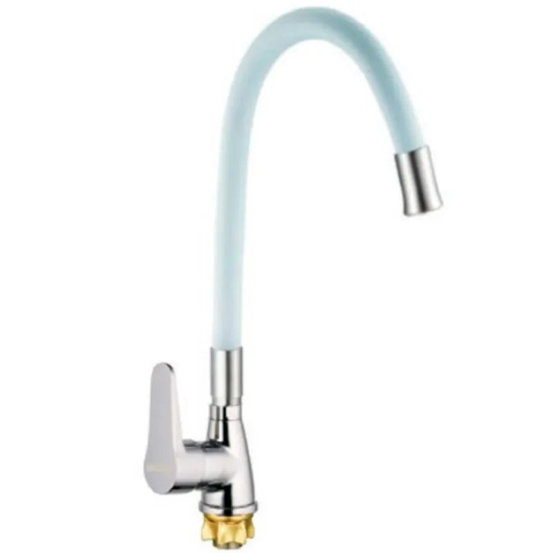 Змішувач для кухні MIXXUS SOP4-146 REFLECTOR WHITE з гнучким виливом (Колір хром+вилив білий) (MI6491)