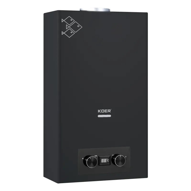 Газова колонка Koer KWH.G0110 BLACK димохідна 10 л/хв, колір чорний (KR5554)