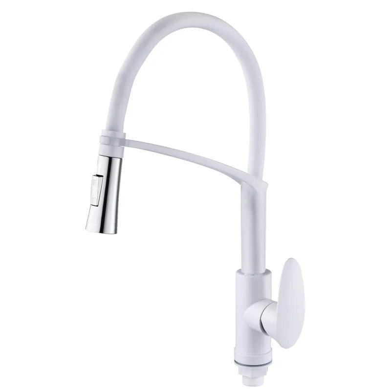 Змішувач для кухні PLAMIX CEZAR-017 SET WHITE REFL.WHITE з силіконовим виливом (з підведенням) (PM0743)