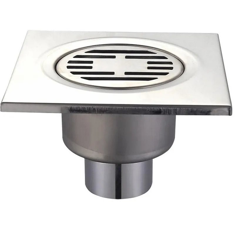 Душовий трап MIXXUS DRAIN-03-15x15-180 з нерж. сталі SUS304 150x150мм, прямий відвід (Колір нерж) (MI3422)