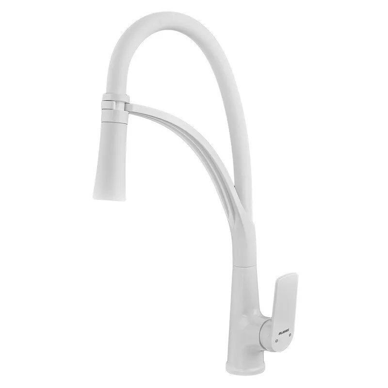 Змішувач для кухні PLAMIX LUCAS-017 SET WHITE REFL.WHITE (з підведенням) (Колір білий+силіконовий вилив білий) (PM0716)
