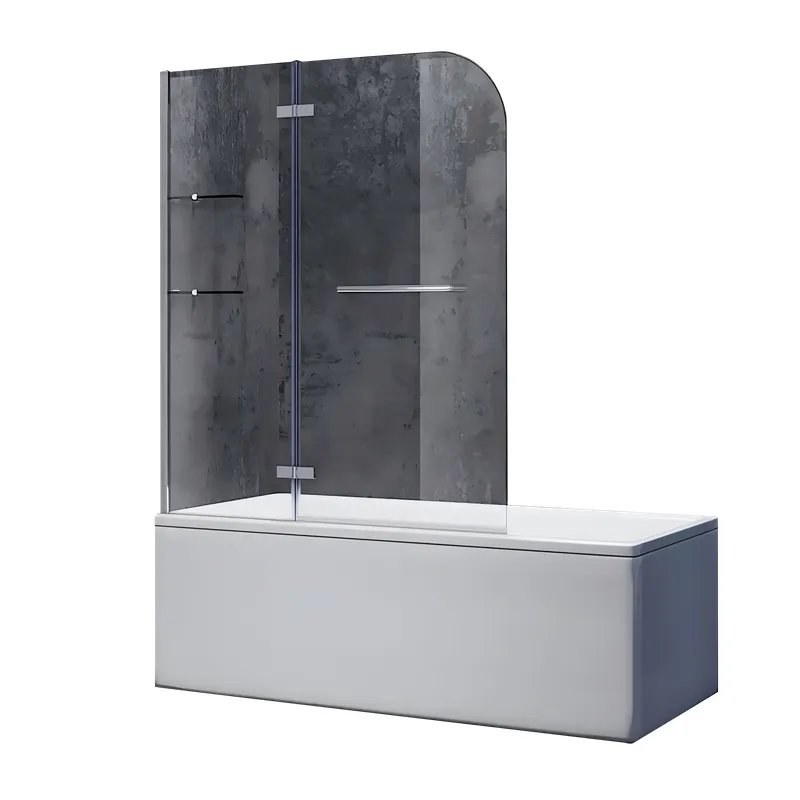 Шторки скляні на ванну розпашні KOER SR BS05-90x140-TR-01 прозоре скло EASY CLEAN 6мм хром (KR5372)