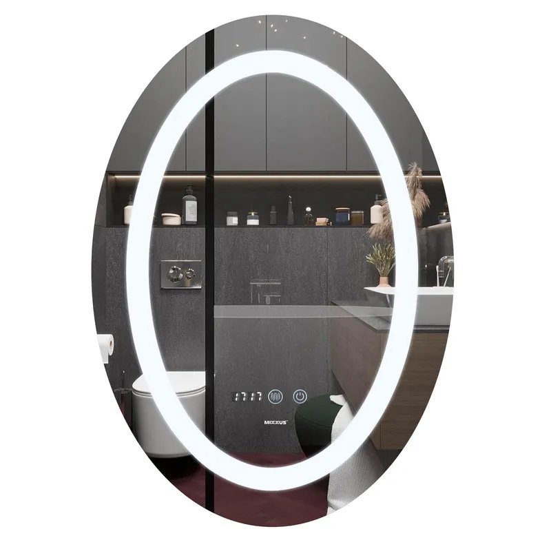 Дзеркало MIXXUS PLAIN MV02-60x80 з LED Touch, Anti-fog, димером, рег. яскравості, годинником (MI6933)