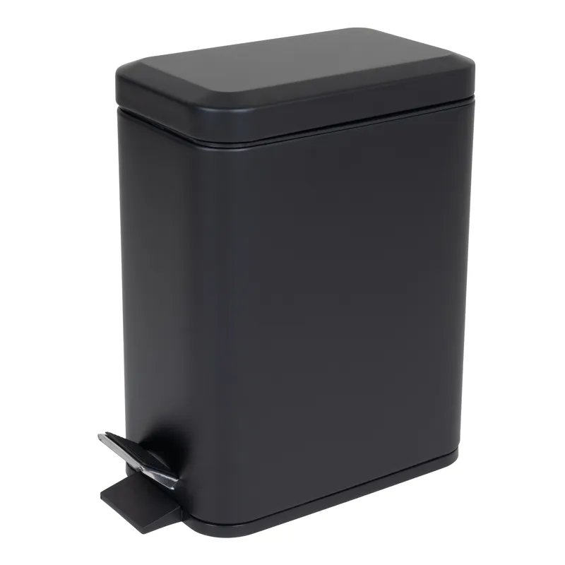 Відро для сміття з плавним закриттям прямокутне ZERIX SANSA-TC0105 BLACK 5 л (колір чорний) (ZX5894)