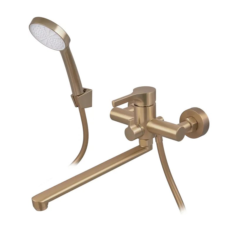 Змішувач для ванни ZERIX REX-006 (EURO) BRUSHED GOLD з нерж. сталі (Колір матове золото) (ZX6119)