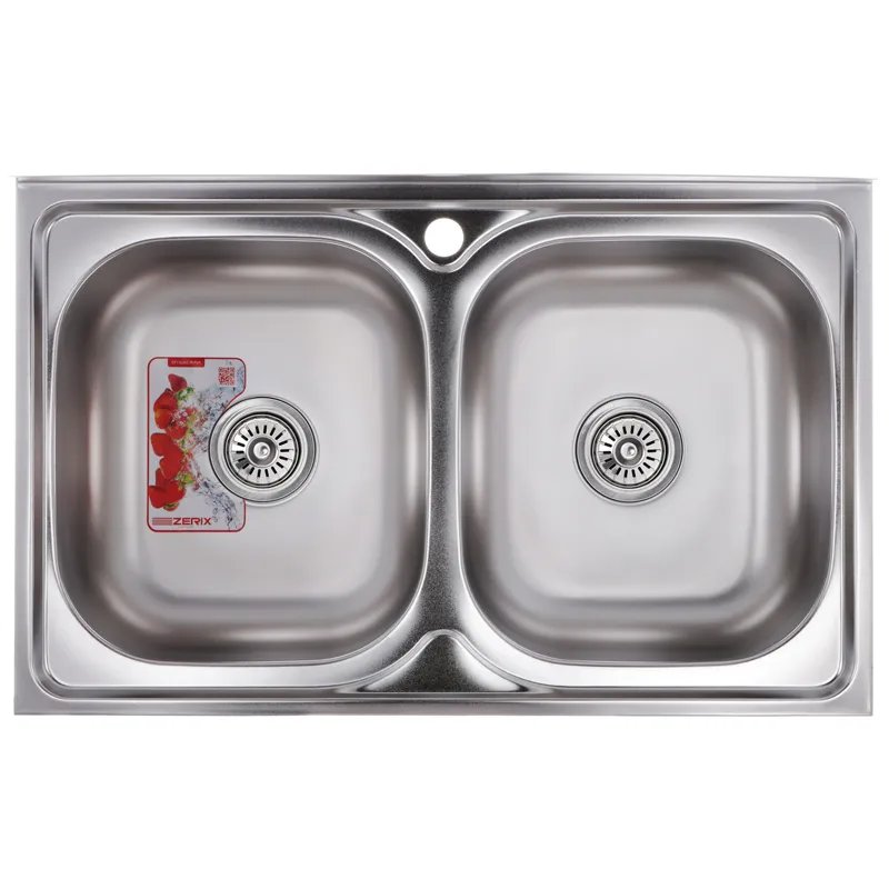 Мийка кухонна ZERIX Z8050D-08-180E DOUBLE (satin) (ZM0569)