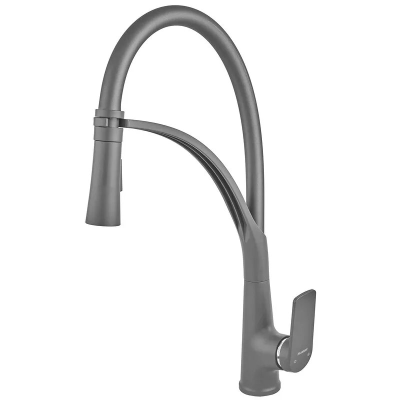 Змішувач для кухні PLAMIX LUCAS-017 SET GRAPHITE REFL.GREY (з підведенням) (Колір графіт+силіконовий вилив сірий) (PM0723)