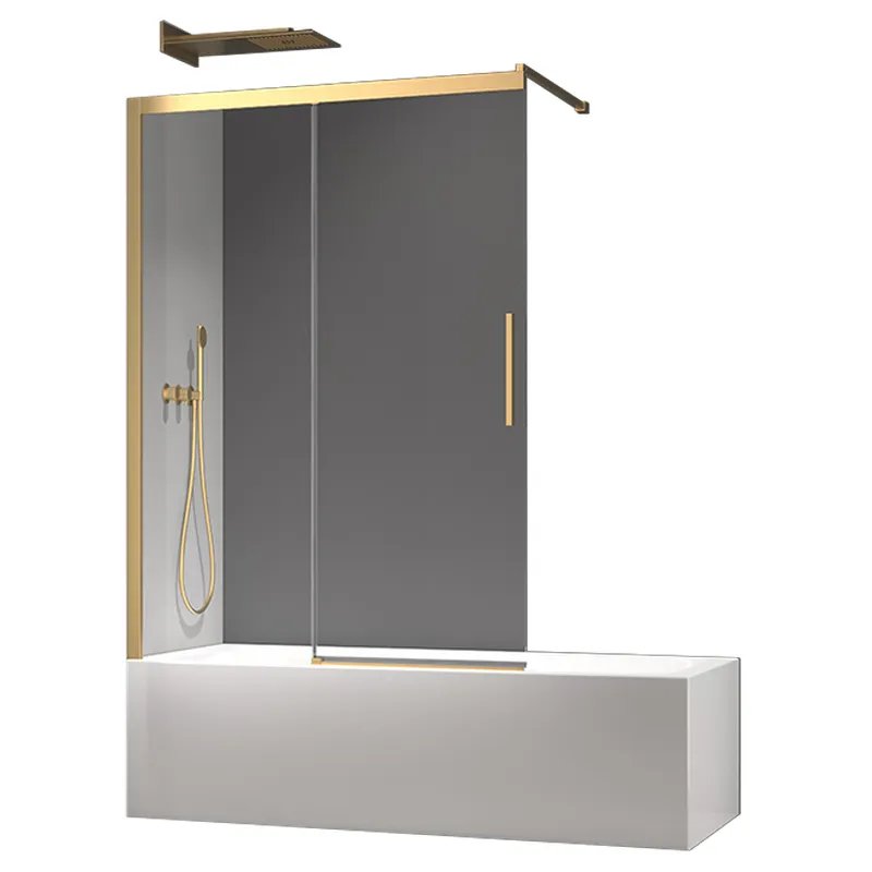 Шторки скляні на ванну розсувні KOER SR BS06-120x150-TR-12 прозоре скло EASY CLEAN 6мм матове золото (KR5946)