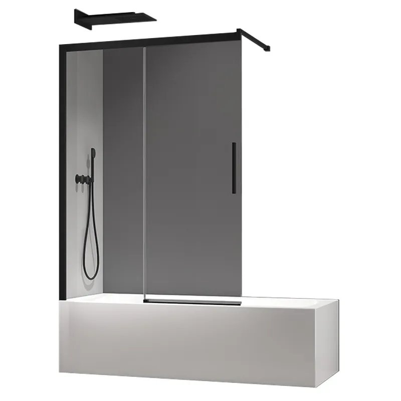 Шторки скляні на ванну розсувні KOER SR BS06-120x150-TR-07 прозоре скло EASY CLEAN 6мм графіт (KR5947)