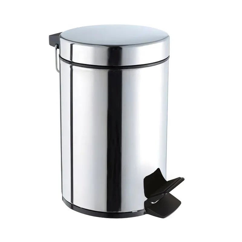 Відро для сміття кругле ZERIX PLAIN-MB0103 CHROME 3 л (колір хром глянець) (ZX4614)