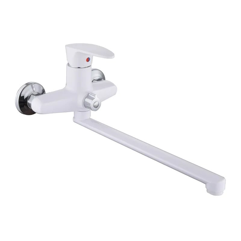 Змішувач для ванни PLAMIX CEZAR-006 EURO SET WHITE (з шлангом, лійкою та кронштейном) (PM0746)