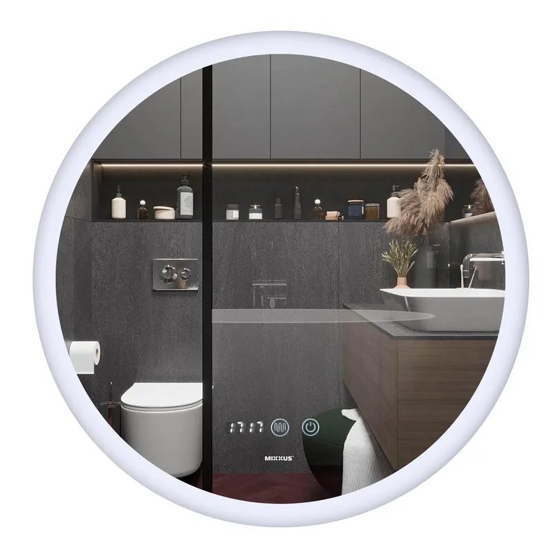 Дзеркало MIXXUS PLAIN MC10-80 з LED Touch, Anti-fog, димером, рег. яскравості, годинником (MI6932)
