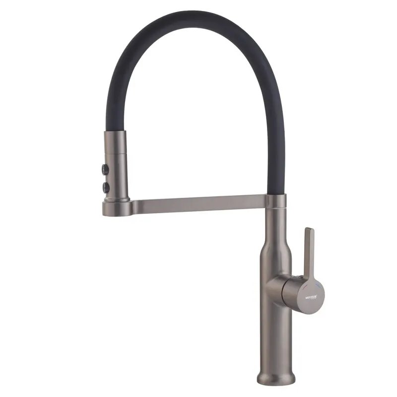 Змішувач для кухні MIXXUS PREMIUM PULL 017 GRAPHITE REFL.BLACK (Колір графіт+силік. вилив чорний) (MI8278)