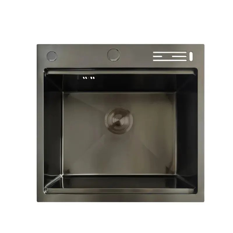 Мийка з нерж. сталі MIXXUS MH5050-SK NANO-BLACK зі сходинкою для сушарки, з підставкою під ножі (Колір графіт) (MX1940)